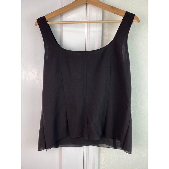 Akris Women's Size 12 Black Lined 100% Lightweight Wool Tank Top Made in Italy - Picture 2 of 9